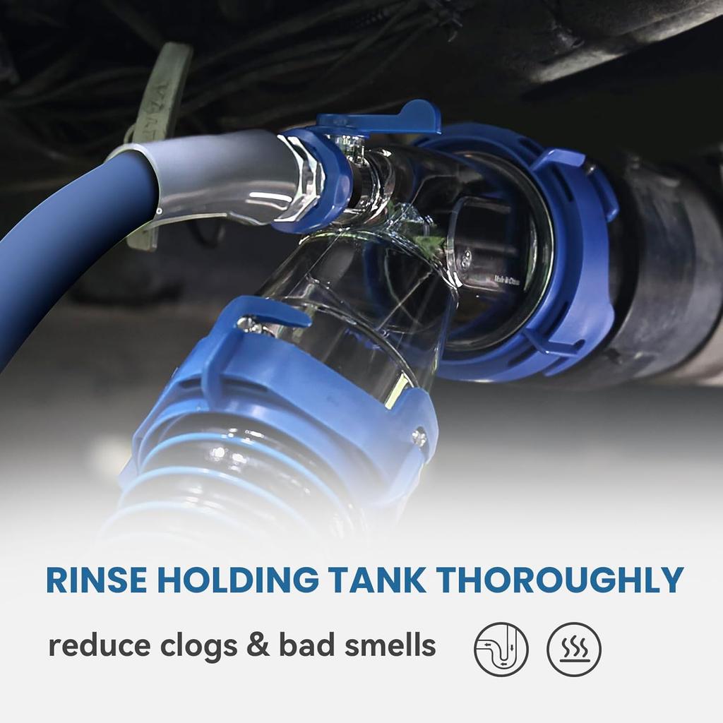 DUMPMAN RV Tank Rer, Must Have Sewer Adapter For RV Sanitation, Transparent Sewer Tank Adapter With Built-In Gasket