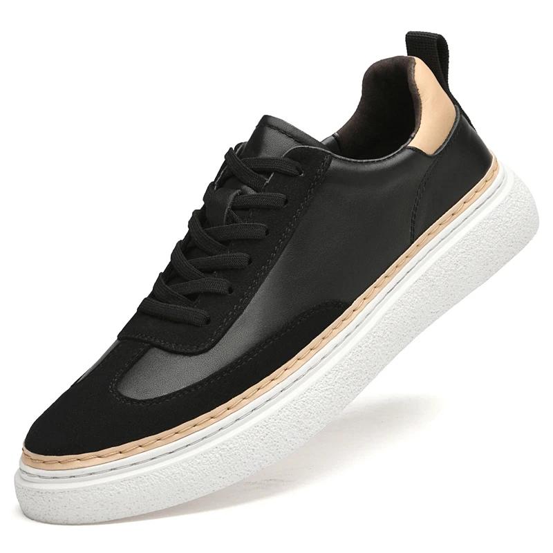 Italian Mens Shoes Genuine Leather Luxury Casual Shoes Comfy Breathable Tennis Sneakers High Quality Walking Non-Slip Shoes New