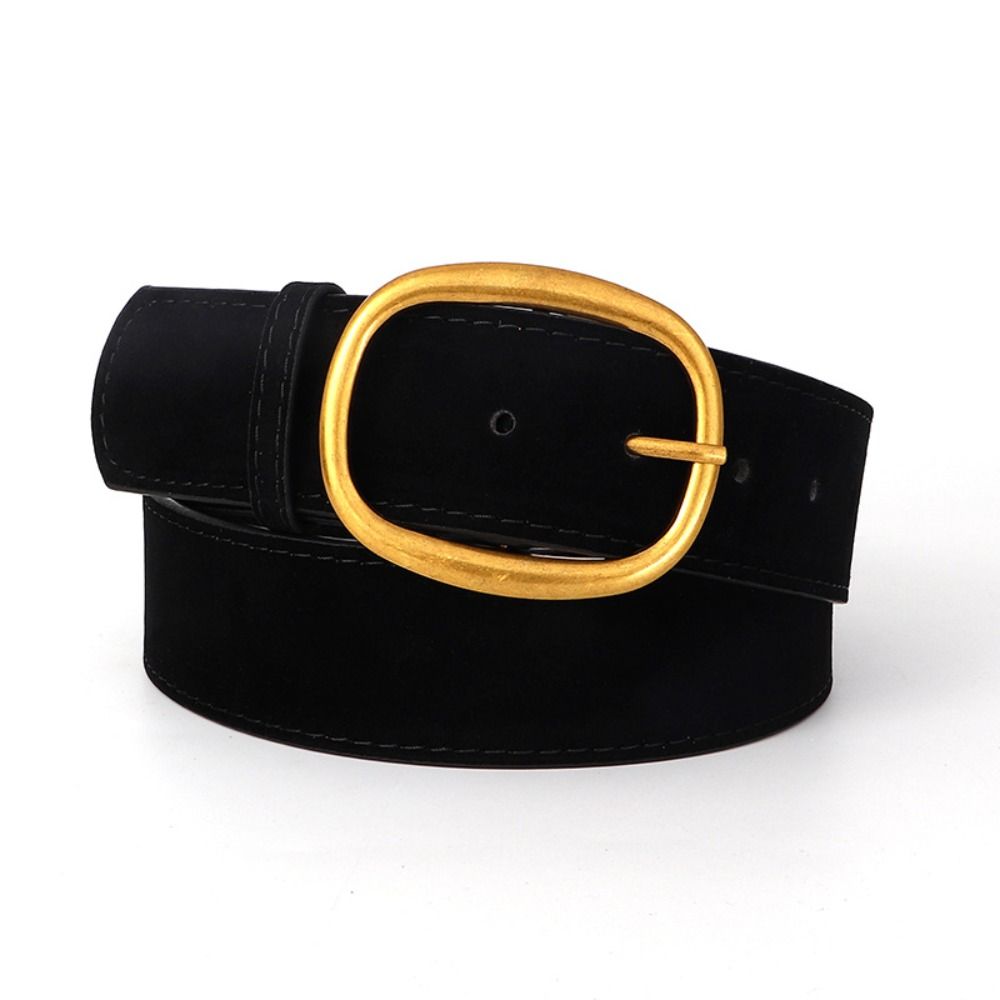 Pin Buckle Suede Leather Belt Luxury Design Wide Waistband Women Waist Belt  Coat Skirt Decoration