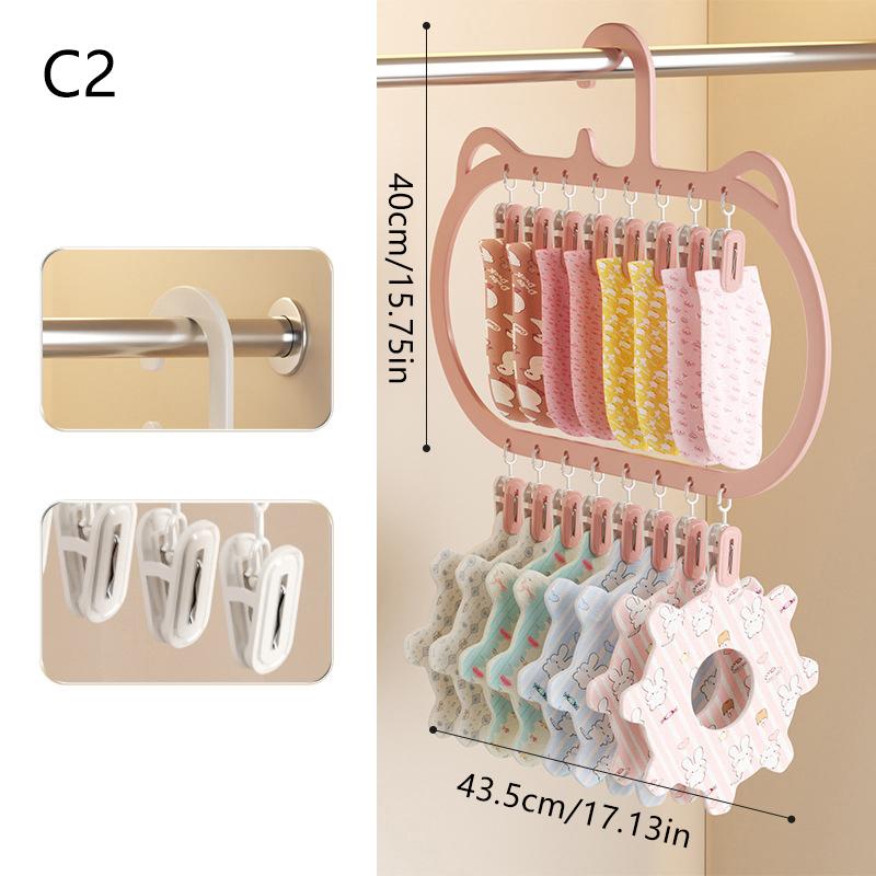 Multi-Clip Sock Drying Rack Multi-Functional Removable Space-Saving Socks Underwear Baby Saliva Towel Household Storage Rack