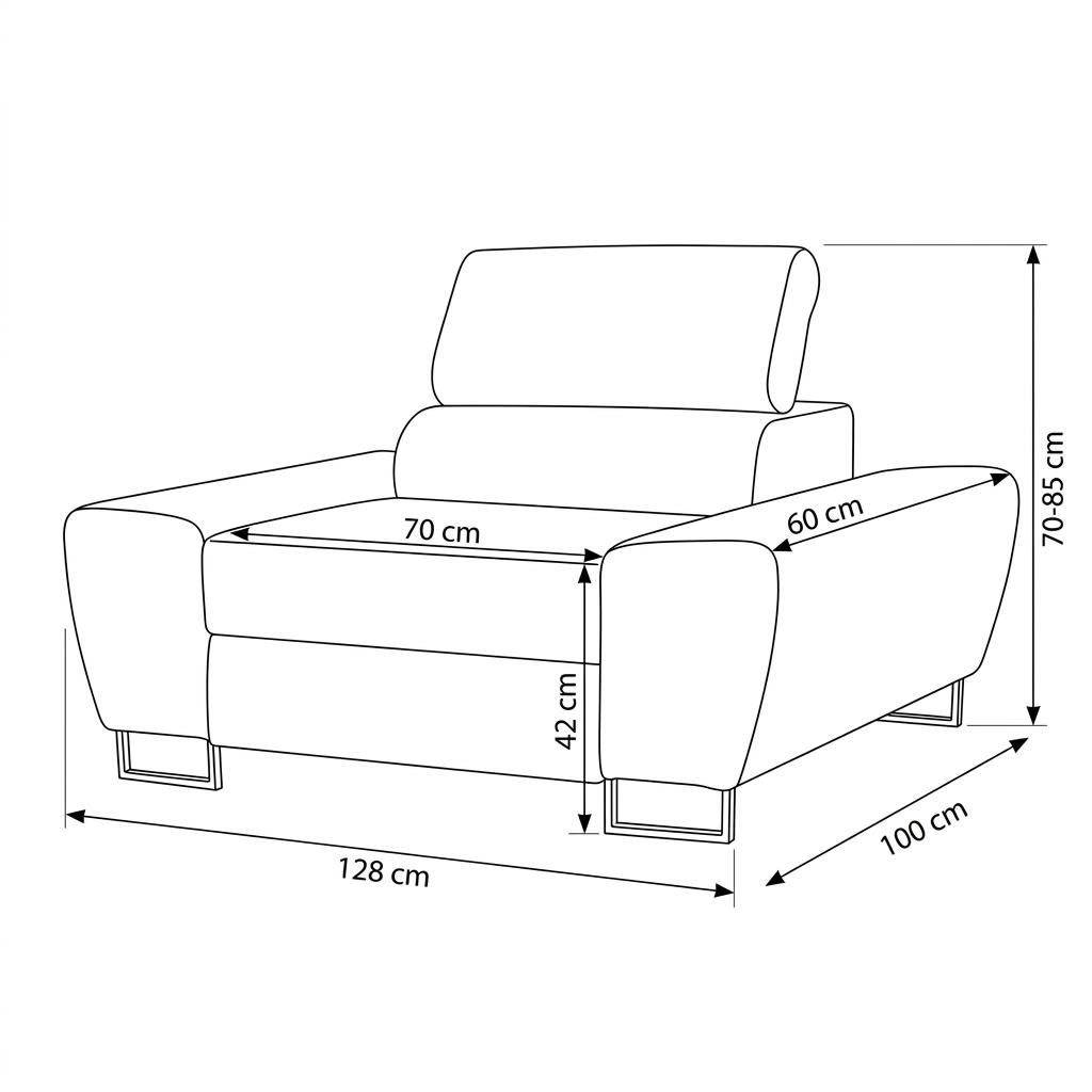 Sessel Savio Ramona mit verstellbarer Kopfstütze und Chenille-Bezug – Family Meble