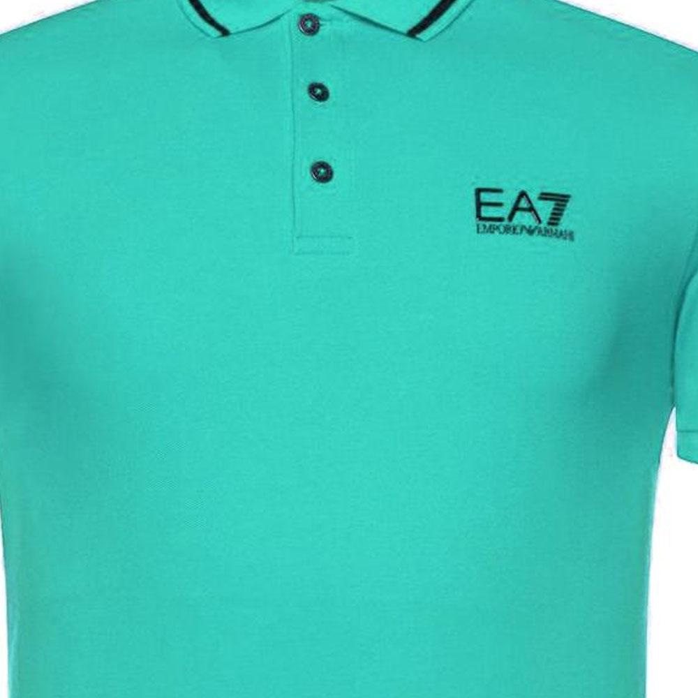 Emporio Armani EA7 Solid Logo Print Pullover Short Sleeve Polo Shirt Men polo shirts Green 8NPF06-PJ04Z-1815