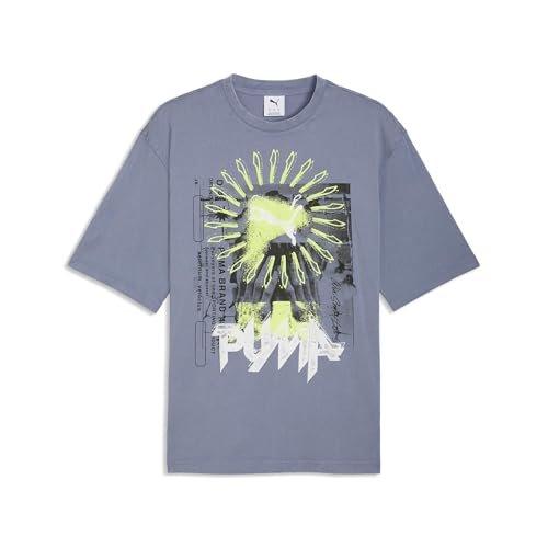 PUMA Men's Graphic Win or Lose Boxy Washed T-Shirt Grey Sky M Size Crew Neck Short Sleeve Tee