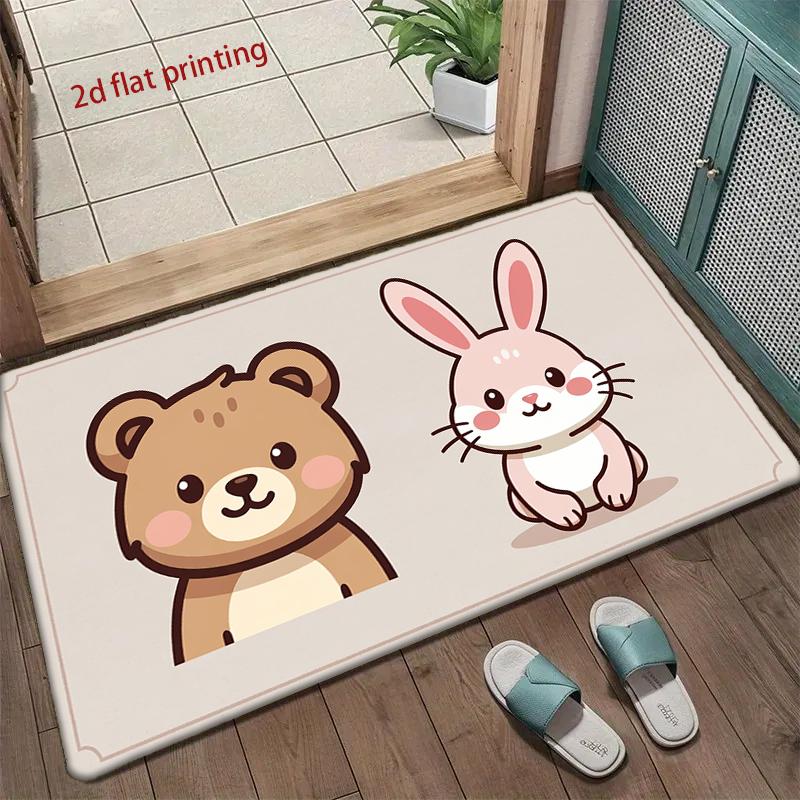 Cute Bear & Bunny Mat Living Room Decoration Home Sofa Non-Slip Carpet Study Bedroom Tatami Children'S Soft Floor Mat