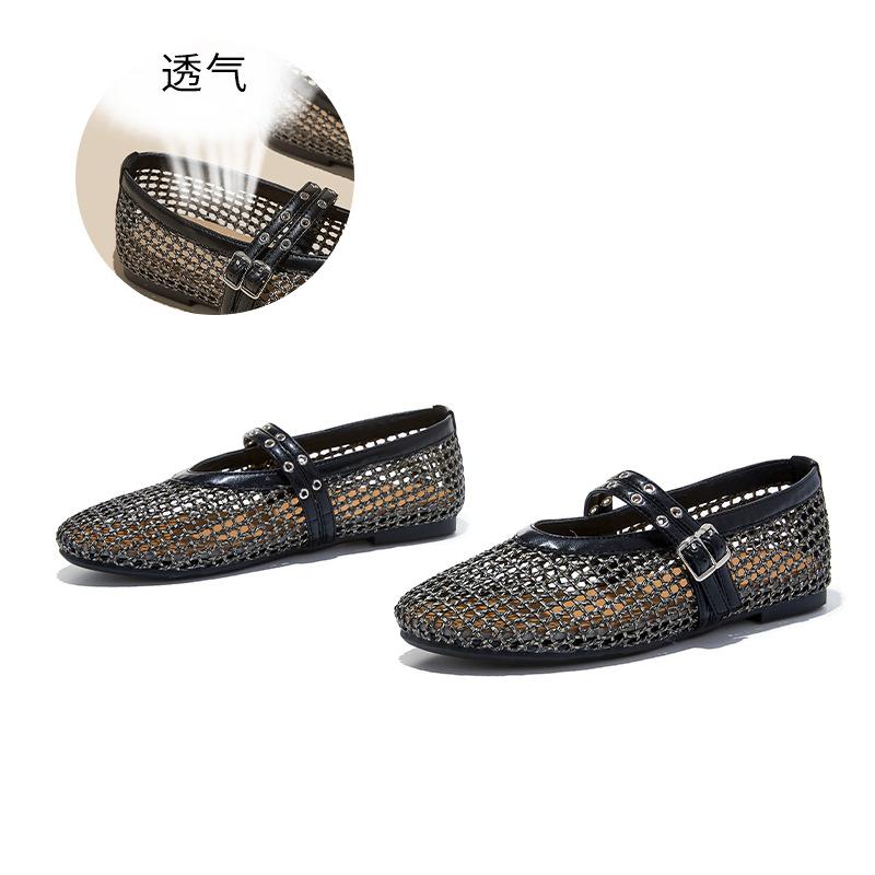 

First layer sheepskin insole single shoes spring and summer new small fragrant wind woven flat Mary Jane shoes women s casual women s shoes 35 чёрный