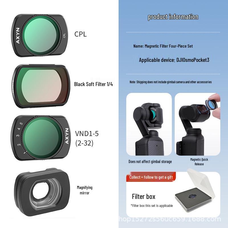 

Набір фільтрів для DJI Pocket 3: УФ, CPL Поляризаційний, ND Нейтральної Щільності, Магнітні Ширококутні Фільтри OSMO