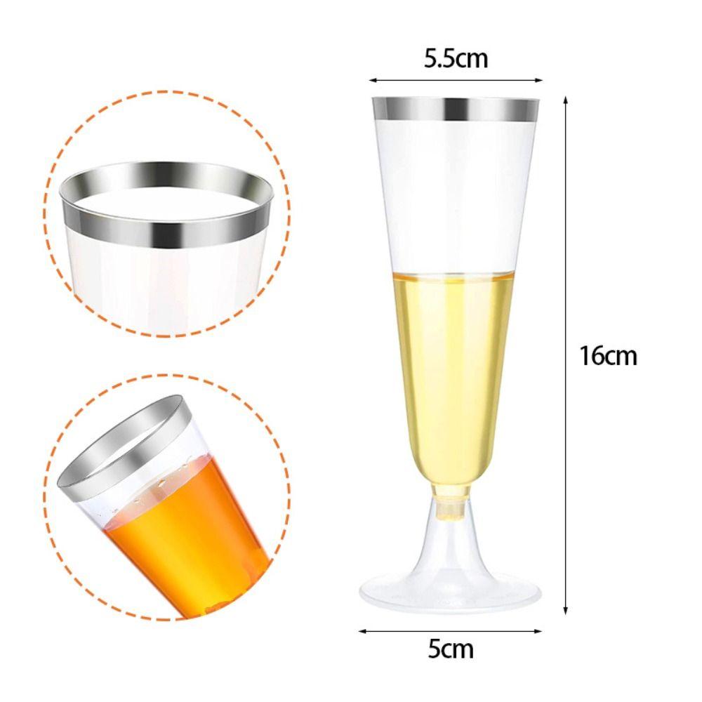 10pcs Durable Champagne Glass Clear Red Wine Glass Plastic Champagne Flute Goblet  Party Favors