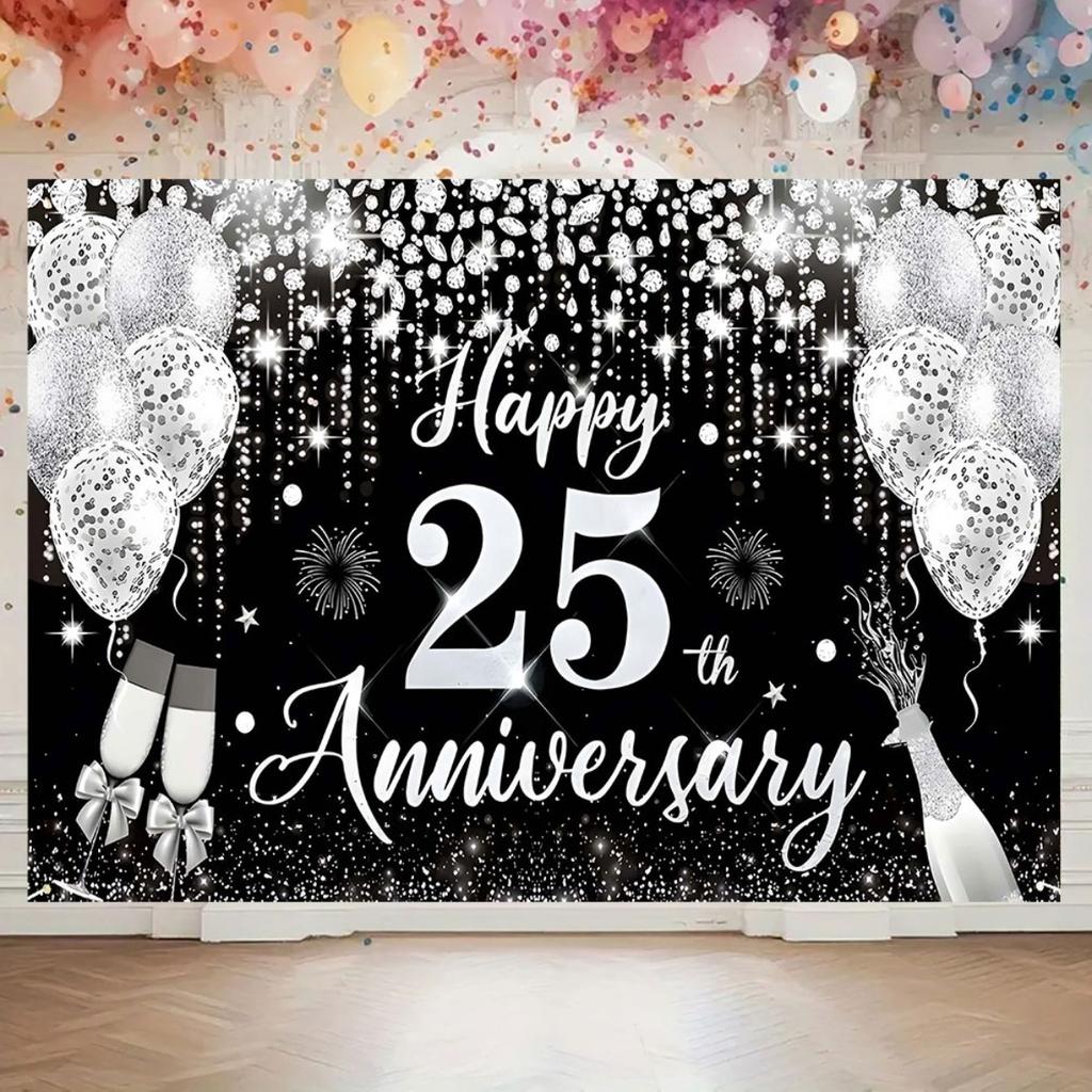 An elegant 25th anniversary celebration background banner, a refined gathering, a milestone celebration event