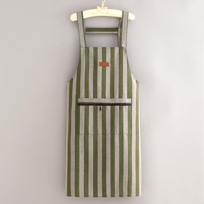 Apron Kitchen Household Water-proof Cotton and Linen Extended Large Pockets Premium Sense Young Cooking Oil-proof Gown 72*90cm