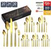 Roman column black 20-piece set Roman column stainless steel cutlery knife, fork and spoon 24-piece set hotel restaurant steak knife, fork and spoon