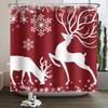 1/3/4pcs Navidad Merry Christmas 3D Printing Shower Curtain Polyester Waterproof Green Festival Accessories For Bathroom Decor