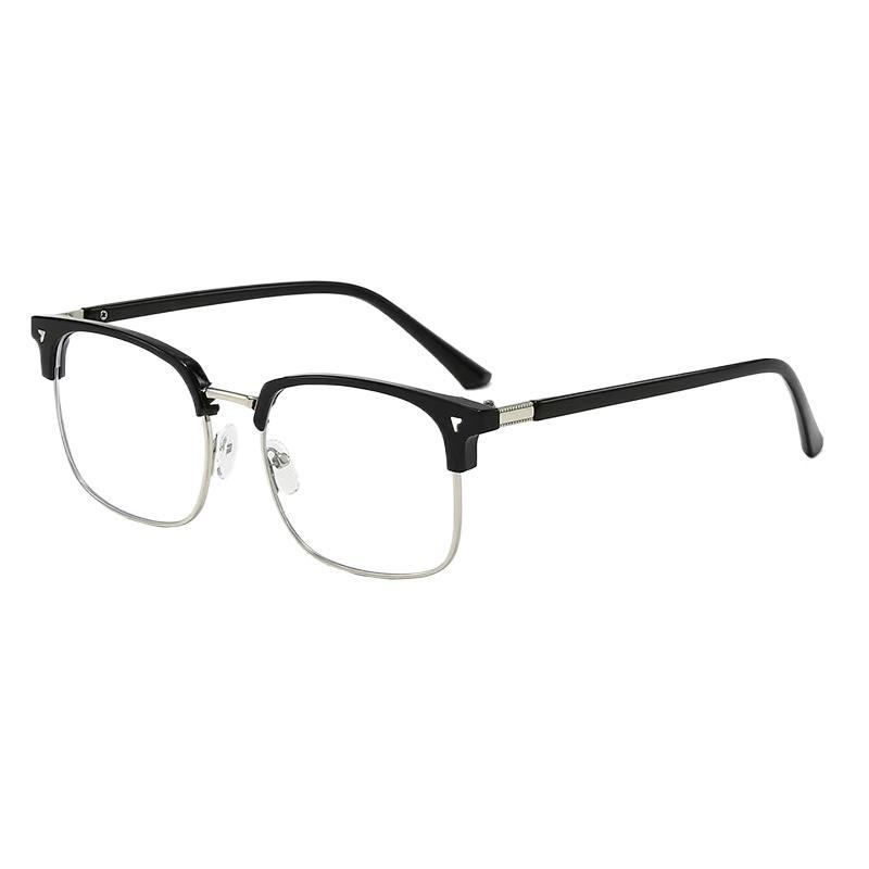 New Retro Men's Ultra-light Half-frame Anti-blue Light Color-changing Glasses, Ruffian Handsome Technical Men Can Be Equipped with Degree Myopia