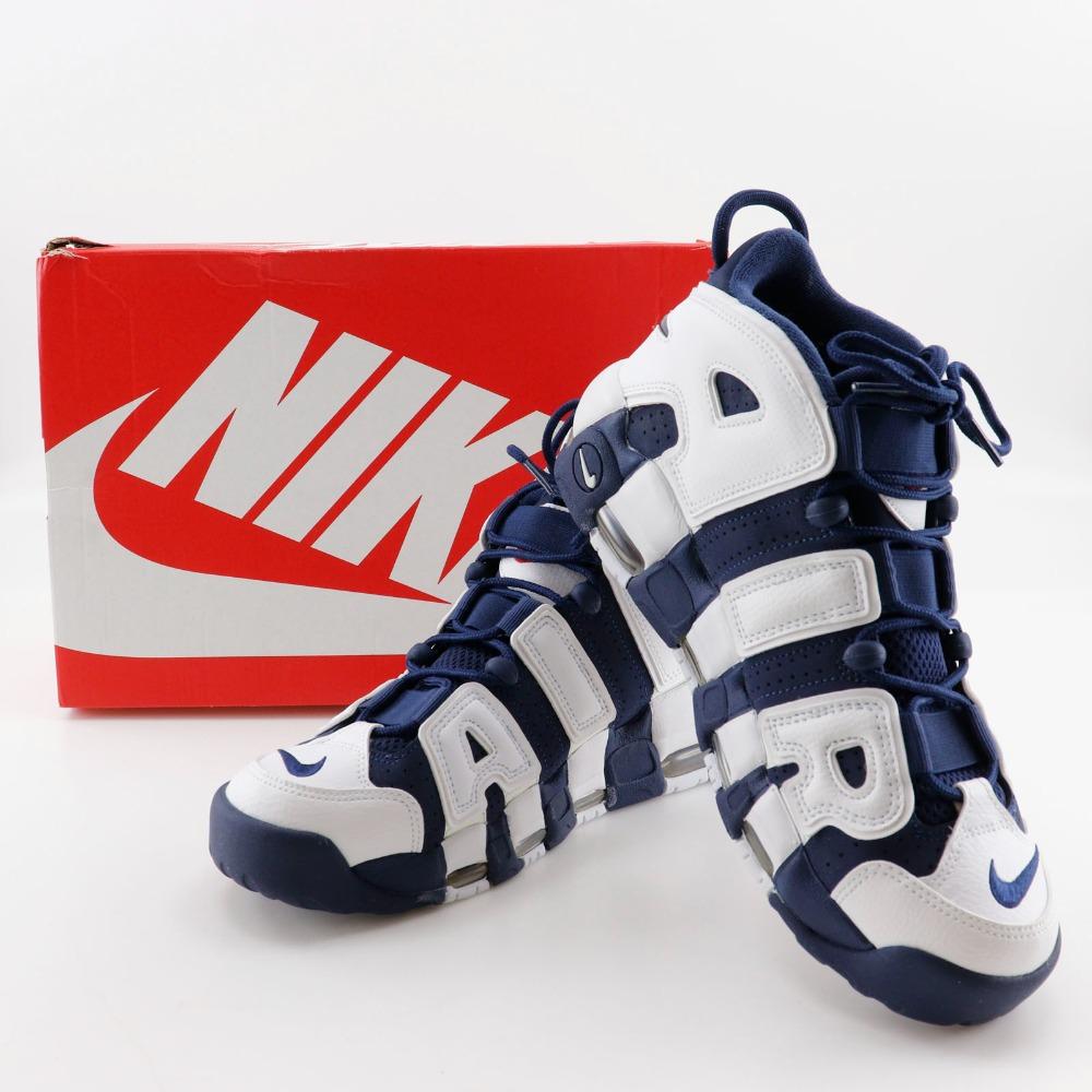 Nike Air More Uptempo Olympics Sneakers 414962-104 AIR MORE UPTEMPO OLYMPIC White / Navy Leather Mens Used