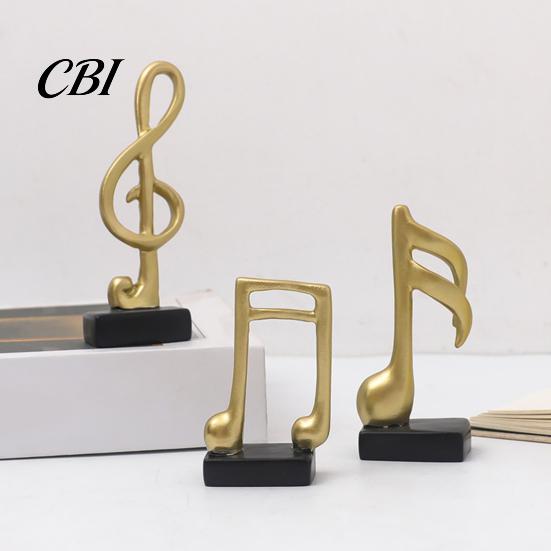 Study Room Decoration 3Pcs Minimalist Music Note Resin Sculpture, Treble Clef & Eighth Quarter Desk Desktop Decor for Piano Living Room, Matte
