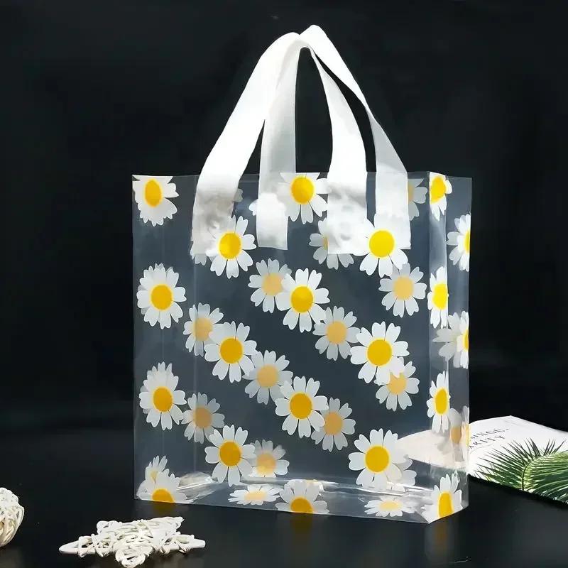 50piece Cartoon Large Capacity Gift Bags Vertical Large Size Clothing Store Plastic Handbag High End Portable Gift Storage Pocke