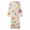 Women's Casual Round Neck Floral Print Midi Dress Long Sleeve Pocket Dress