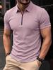 Men's Plus Size Summer Short Sleeve Zipper Polo - Casual, Breathable, High Elastic Pique Mesh Top