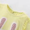 2025 Summer Girls' Comfortable T-Shirt New Short-Sleeve Stylish Little Rabbit European and American Style Top Round Neck Ruffled Edge 0-8 Years Old