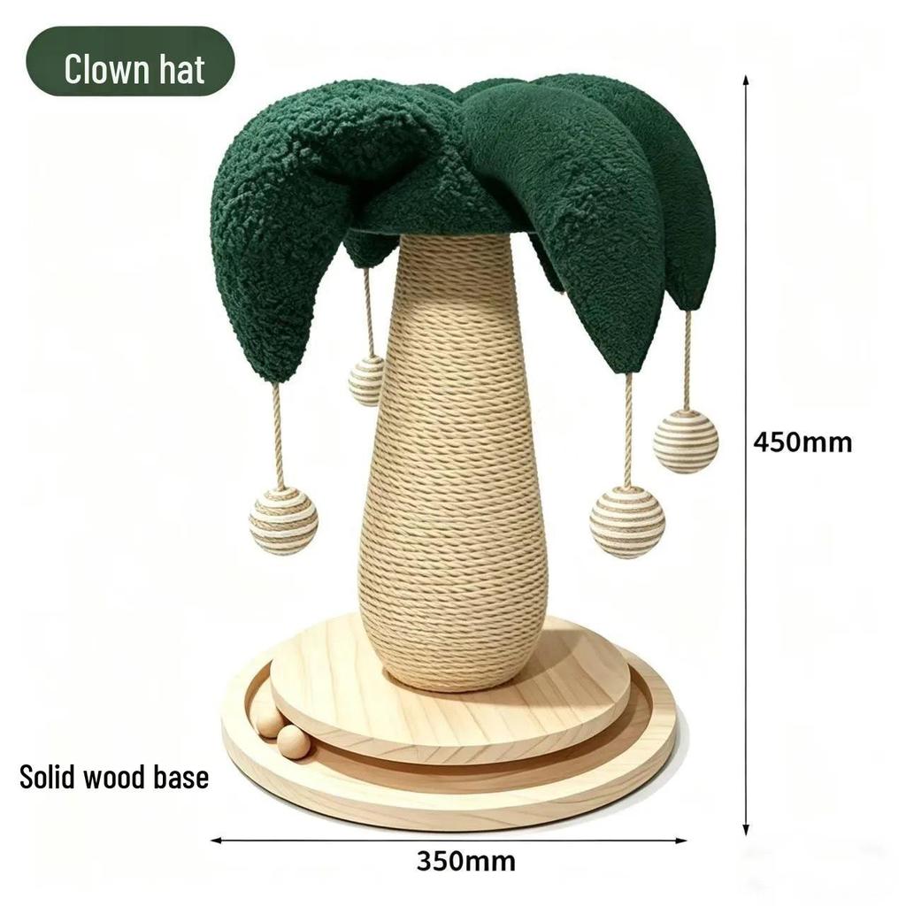Durable Sisal Mushroom Cat Scratching Post: Vertically Mounted Claw Sharpening Toy