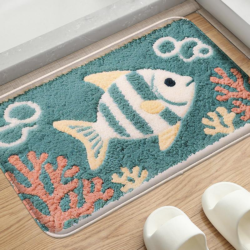 Jellyfish Shower Room, Small Carpet, Toilet, Absorbent Floor Mat, Home Decoration Mat, Bathroom Door Mat, Machine Washable