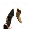 Fashion 2025 New Suede Ankle Boots Metal Buckle Belt Sexy Square Toe Suqare Heel New Arrivals Fashion Women Low-heel Modern Botas Mujer