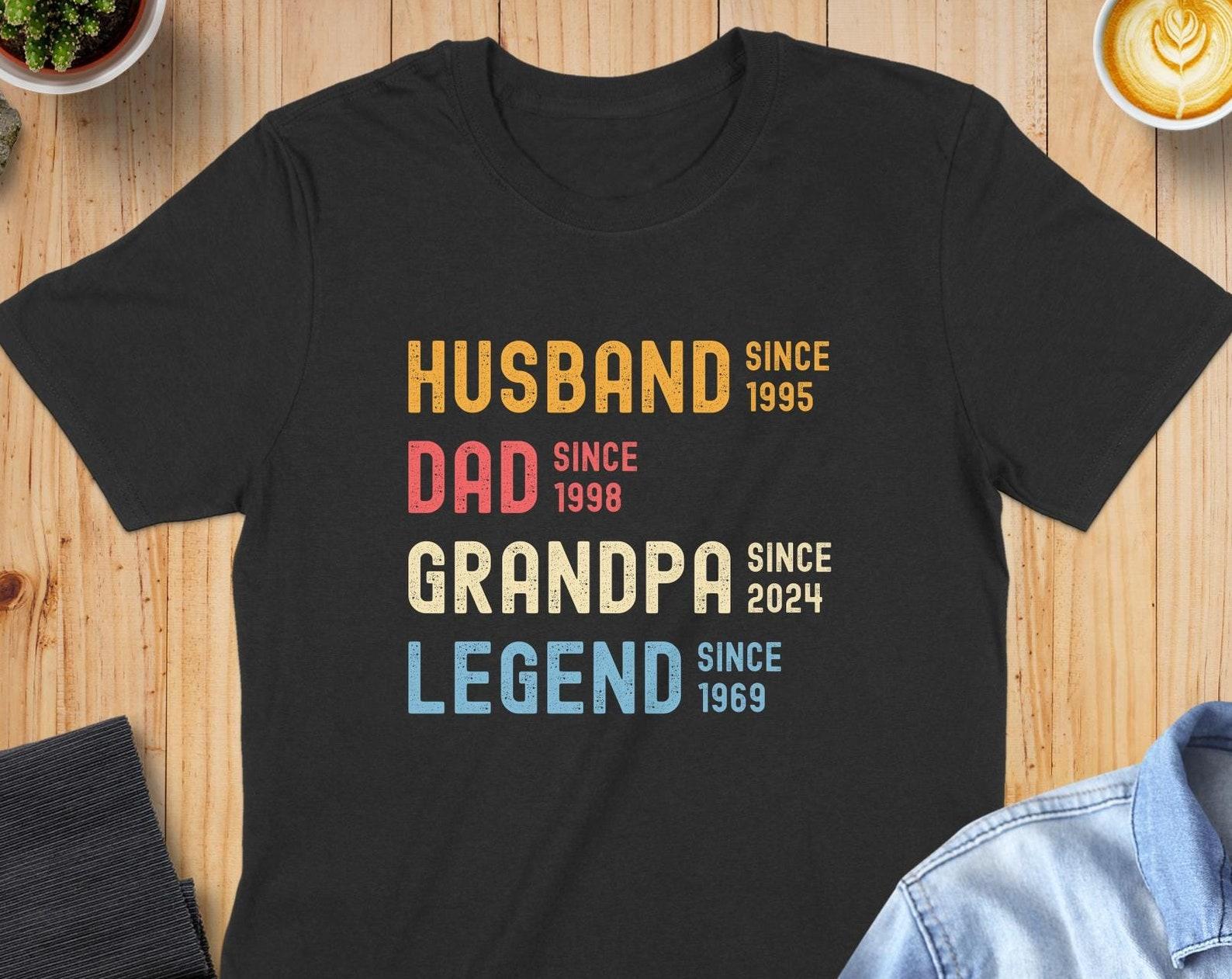Custom Year Husband Dad Grandpa Legend T Shirt, Funny Family T-Shirt, Retro Style Gift For Dad, Wife s Gift For Him, Grandfather Custom Date 3XL
