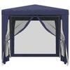 319222 vidaXL Party Tent with 4 Mesh Sidewalls Blue 2.5x2.5 M