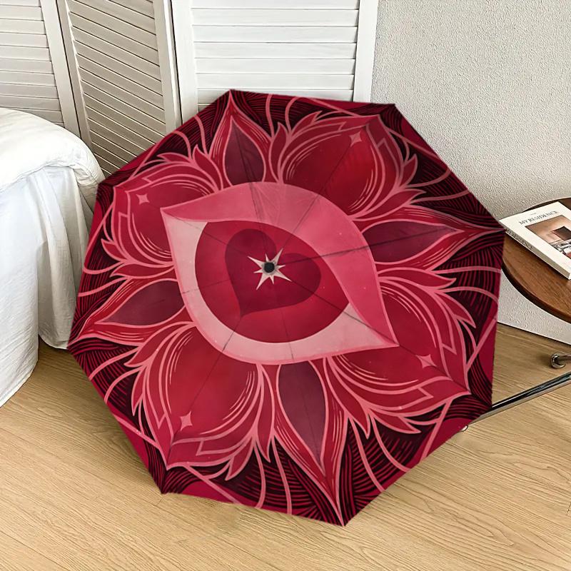 Eye of Heart Mandala Automatic Opening Rain Umbrella - Portable Folding Design, Outdoor Umbrella for Fans, Travelers & Daily Use, Perfect Gi