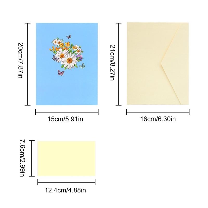 3D Butterfly and Flower Card for Birthdays Handmade Greeting Card with Envelope Elegant Anniversary Celebration Card
