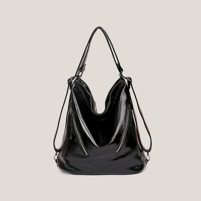 Soft Leather Shoulder Bag for Women Multi-purpose Crossbody Purse and Backpack Handbag