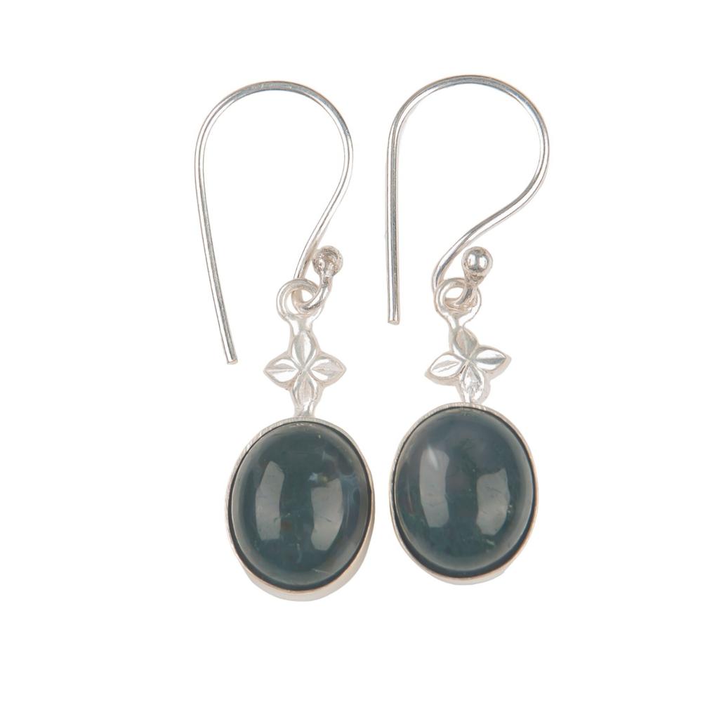 Moss Agate Gemstone 925 Sterling Silver Handcrafted Jewelry Earrings For Wife EE-6-27
