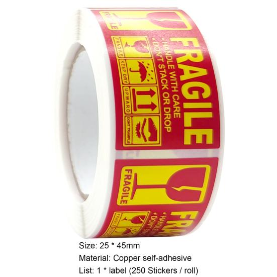1 Roll Fragile Warning Label Sticker Self Adhesive Easy to Stick Eye-catching Handling Awareness Fragile Warning Label Tag for Shipper