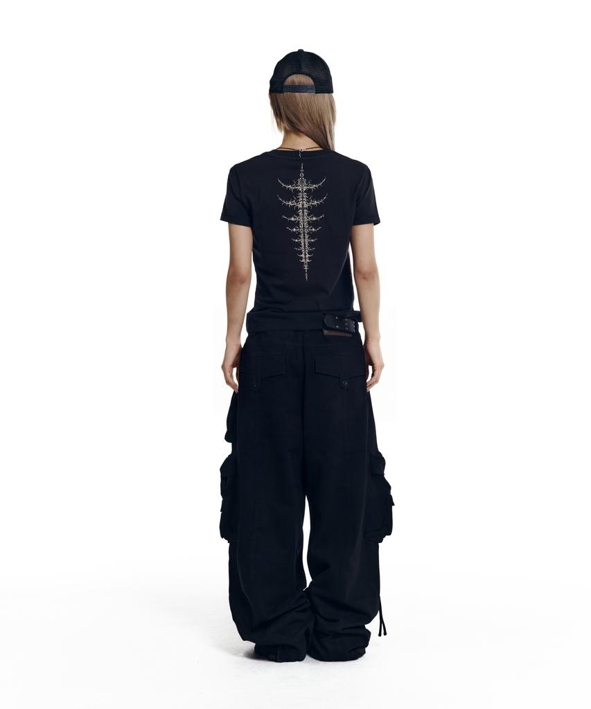AAKAM Heavy Cargo Shirring Pants (Black)