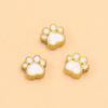 6 Colors Double-Sided Dog Paw Charms: 7x7mm Gold Enamel Stainless Steel Beads for DIY Jewelry