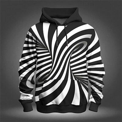 Grafický optický pánská móda Mikina s kapucí s 3D potiskem Sportovní Outdoorové Mikiny s dlouhým rukávem Potisk přední kapsy Mikina s kapucí