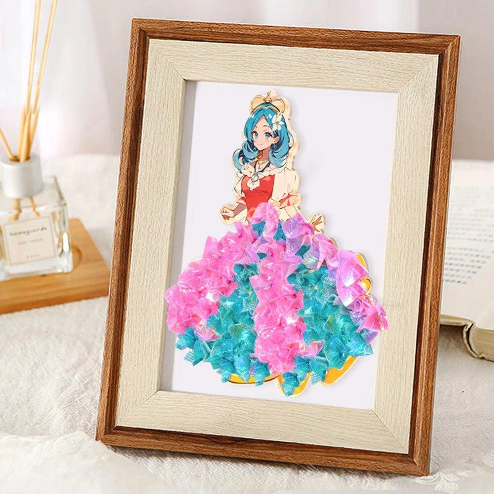 Painting Sticker DIY Craft Toys Kid Art Girls Poking Princess Dress Handmade Magical Children Gifts DIY Poke Toy