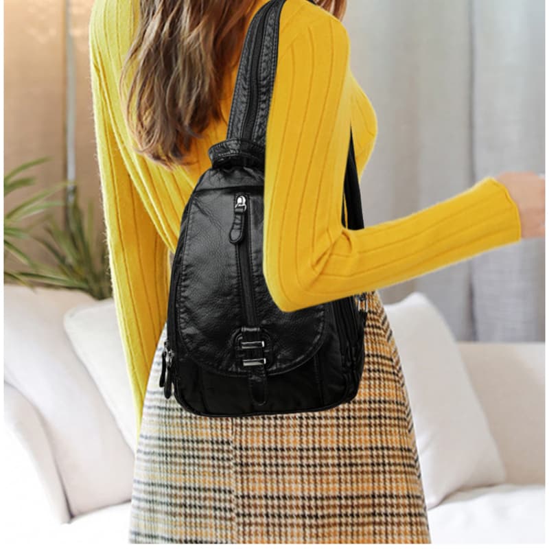 Backpack Casual soft leather schoolbag Travel small backpack