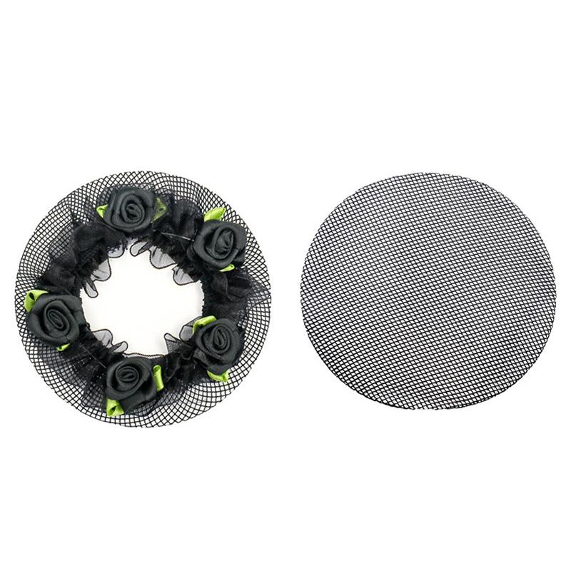 

1 шт., кавайные полосатые волосы, кружевная булочка, повязка для волос, сетка для волос, цветок, милые многоразовые балетки для девочек чёрный