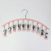 1pc Curved Shape Hanger, Metal Yoga Pants Hangers, Pants Hanger with 10 Clothespins, Space Saving Hanging Hangers, Closet Organizer W/Rubber Coated,