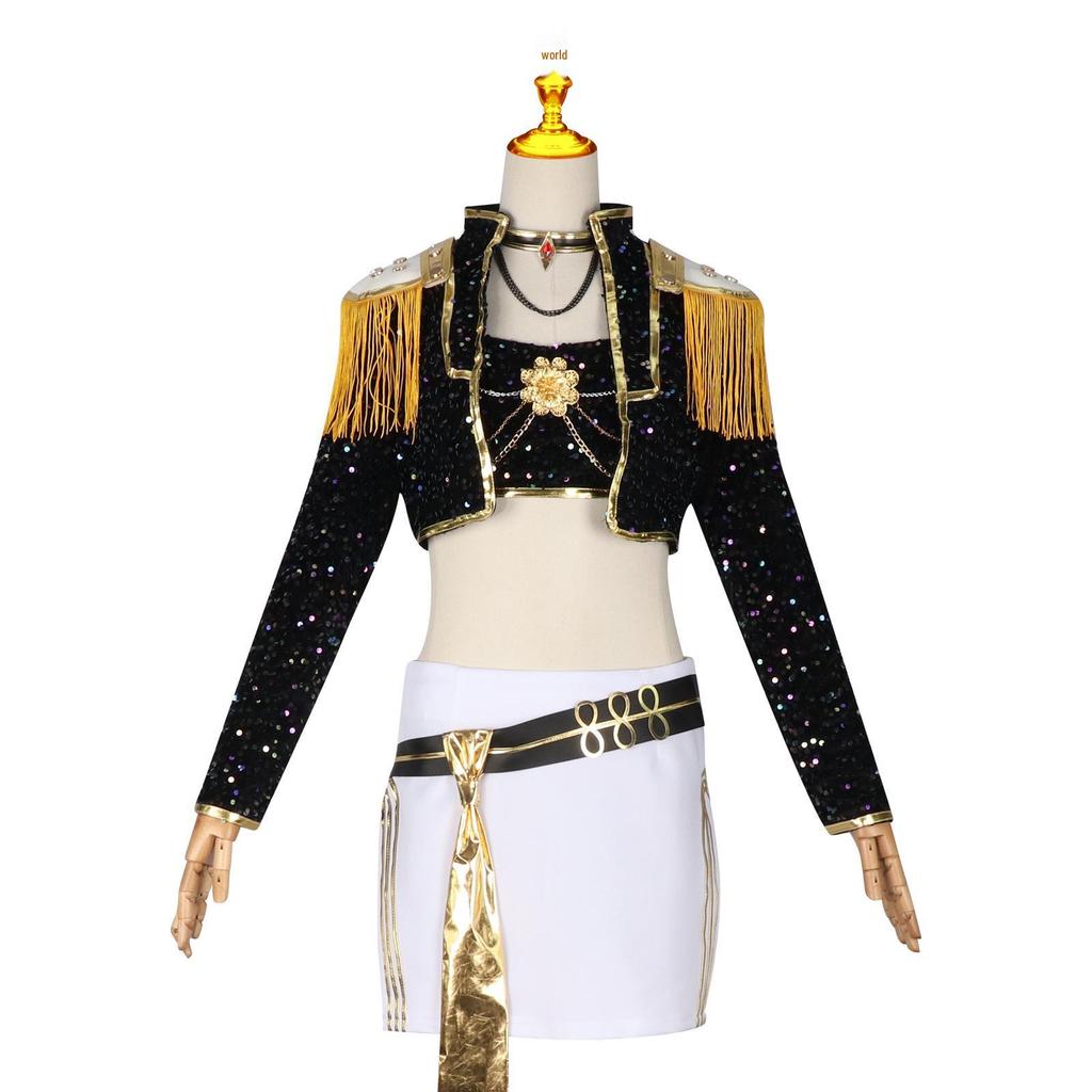 Demon Hunter Witch K-POP Anime Cosplay Costume - Black Gold Style