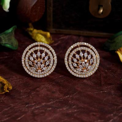 White Color American Diamond Earrings