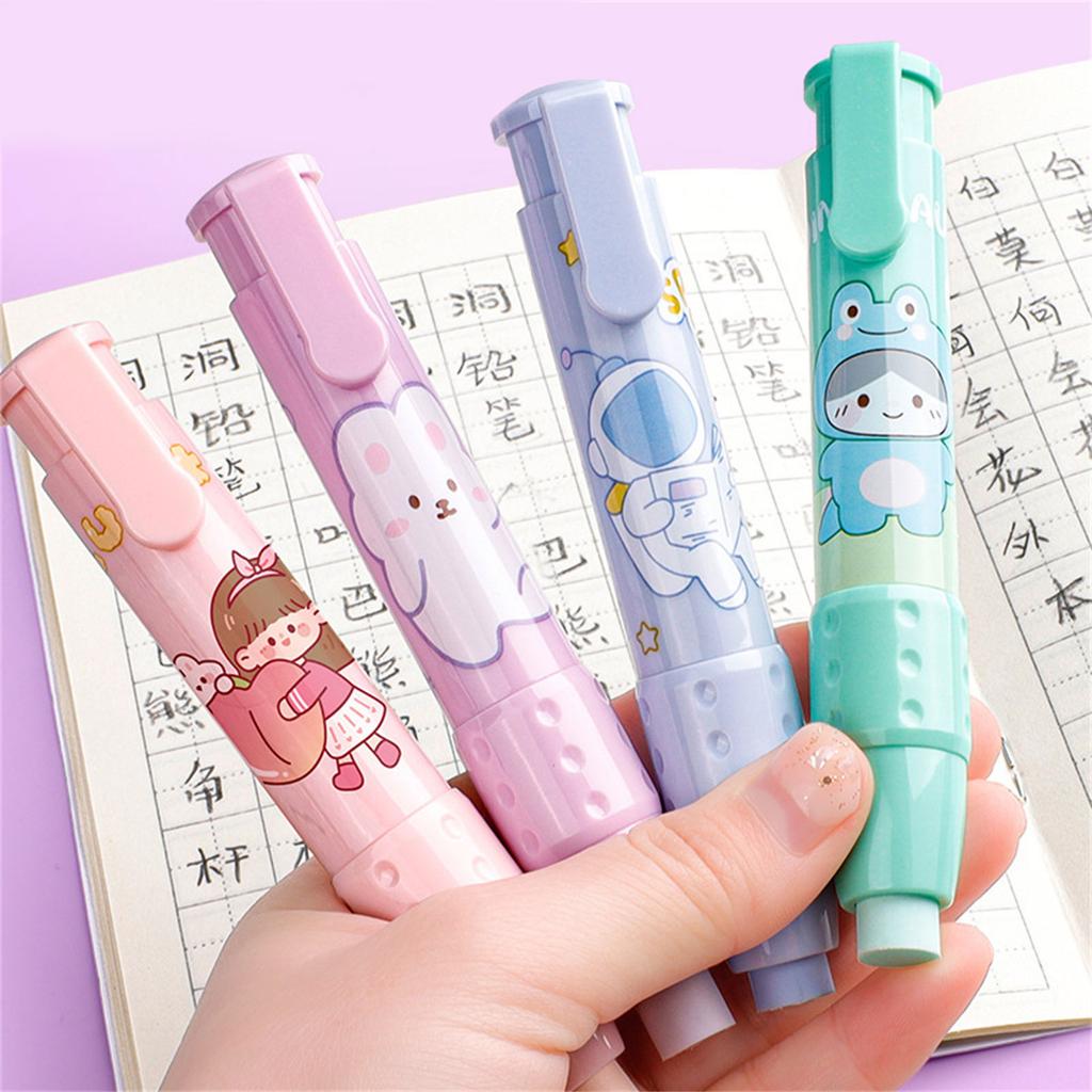 Cartoon Pushable Eraser Set for Students Retractable Eraser for Painting Creative Office Stationery with No Debris