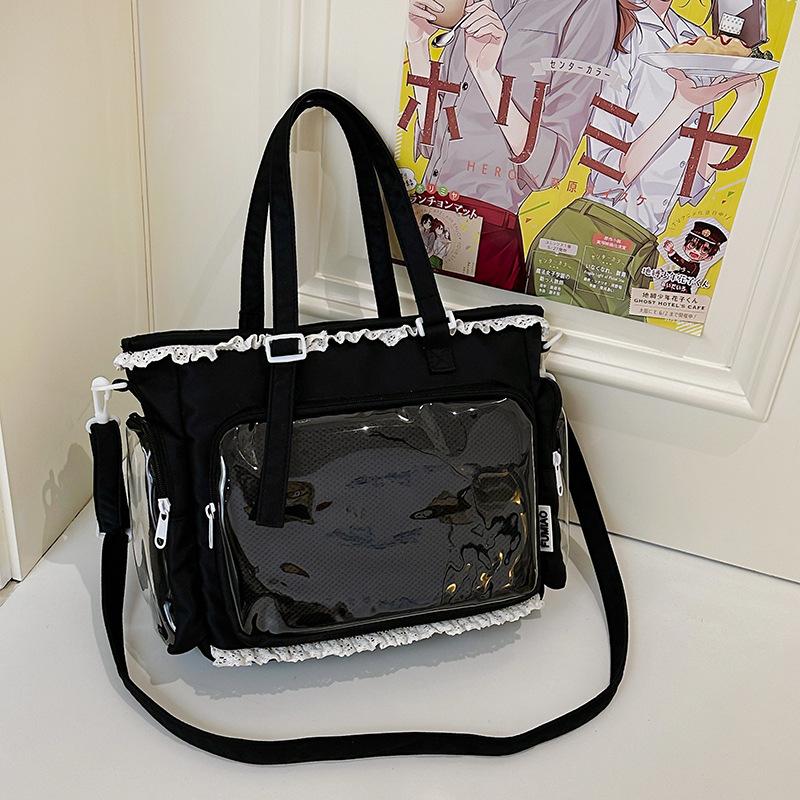 

New Japanese ins high value, fresh and sweet candy color girl transparent bar pain bag, light messenger bag