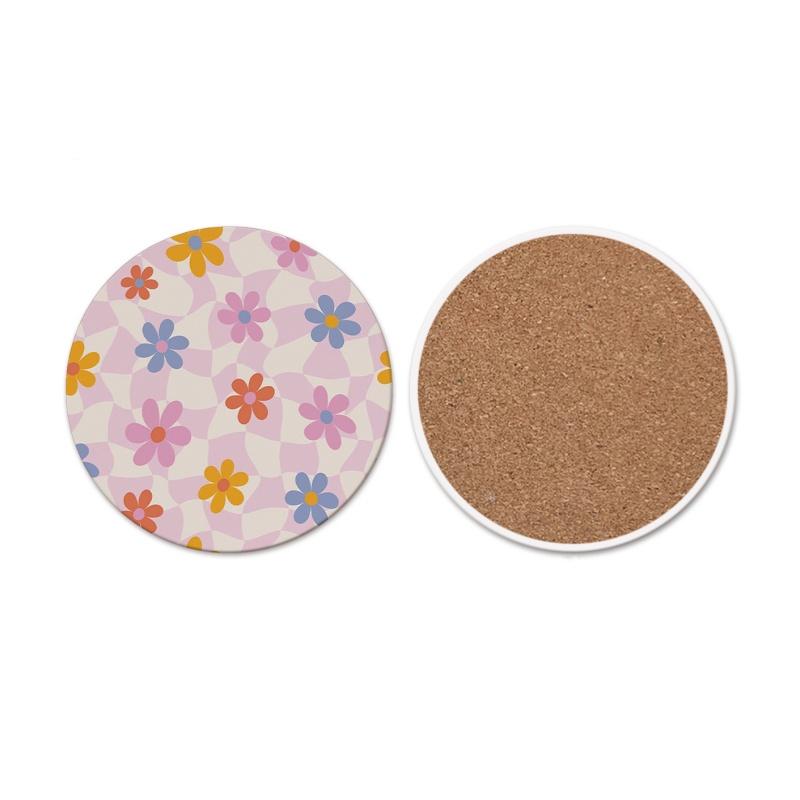 

Винтажные керамические подставки, цветные круглые водонепроницаемые подставки, пробковые нескользящие, термоизоляционные, кофейные подложки, аксессуары для дома, кухня