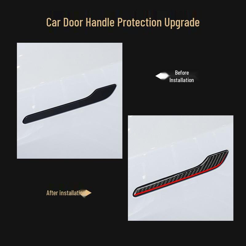 Schwarze Carbonfaser Außen Türgriff Aufkleber für Tesla Model 3/Y (2017-2022)