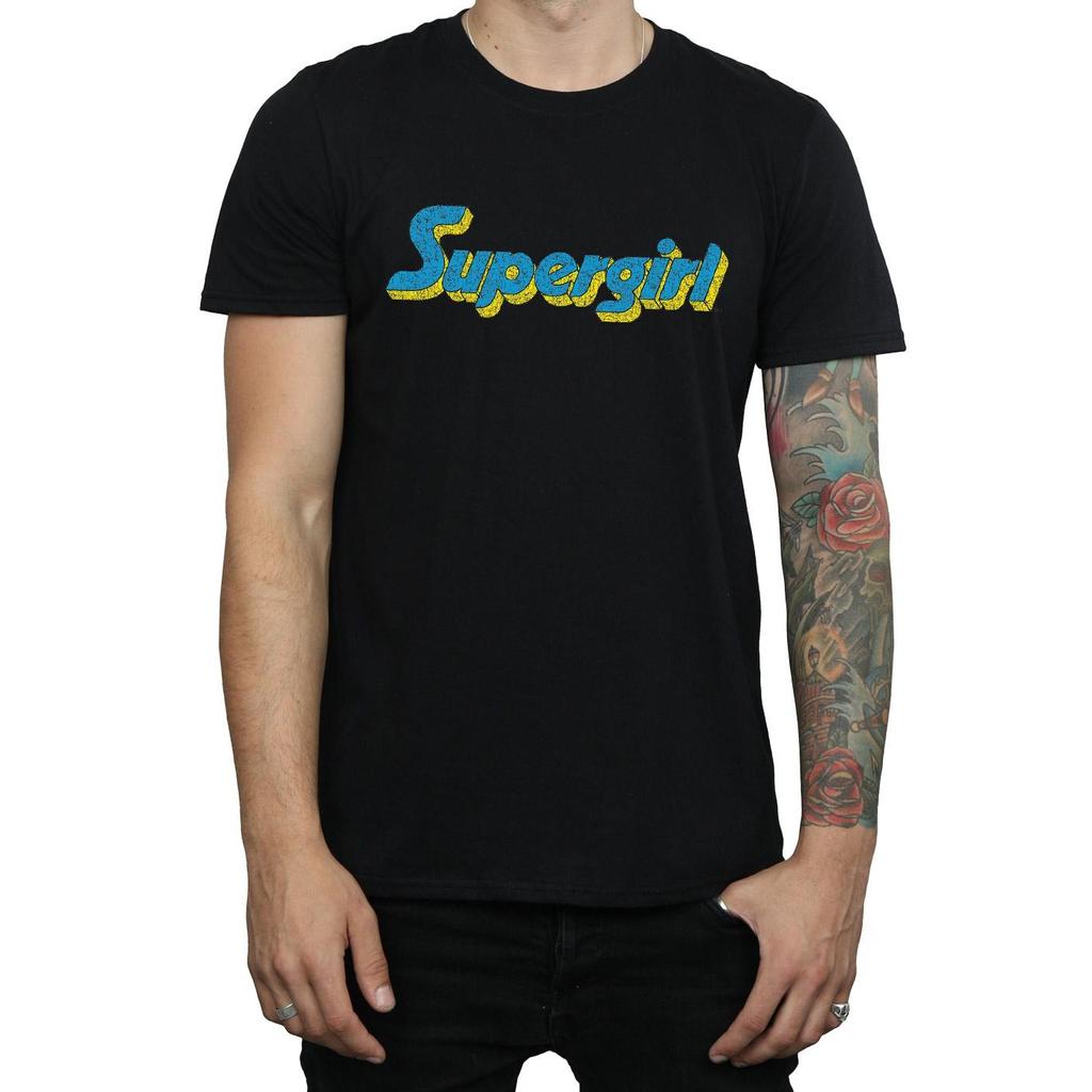 DC Comics Herren Supergirl Crinkle Logo T-Shirt