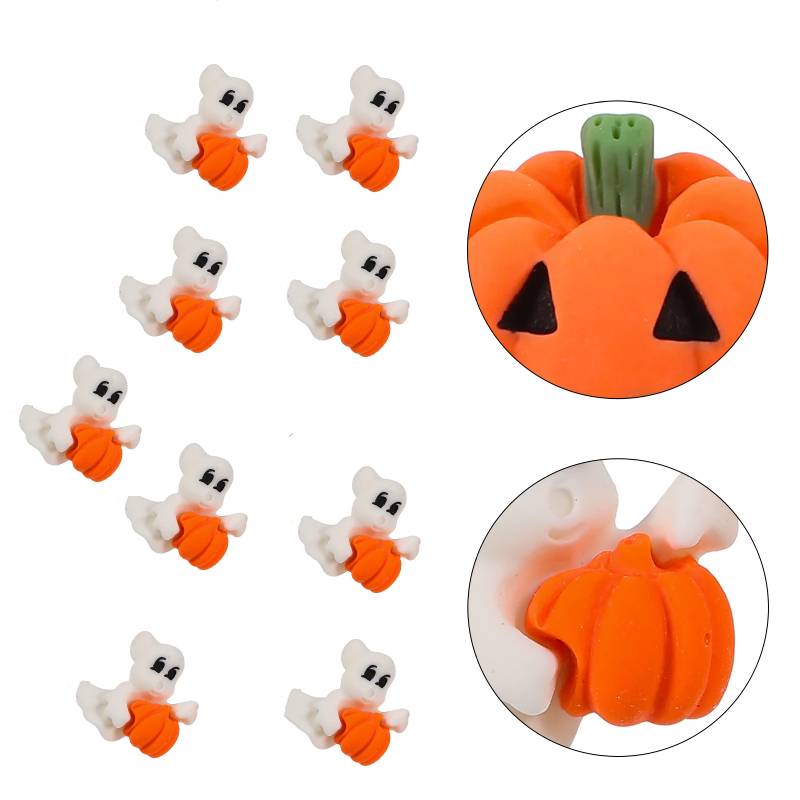 

10 шт. Декор на Хэллоуин Белый Призрак Тыква Плоская спинка Смола Скрапбукинг DIY Поделки Подарки Украшения Аксессуары 10PCS