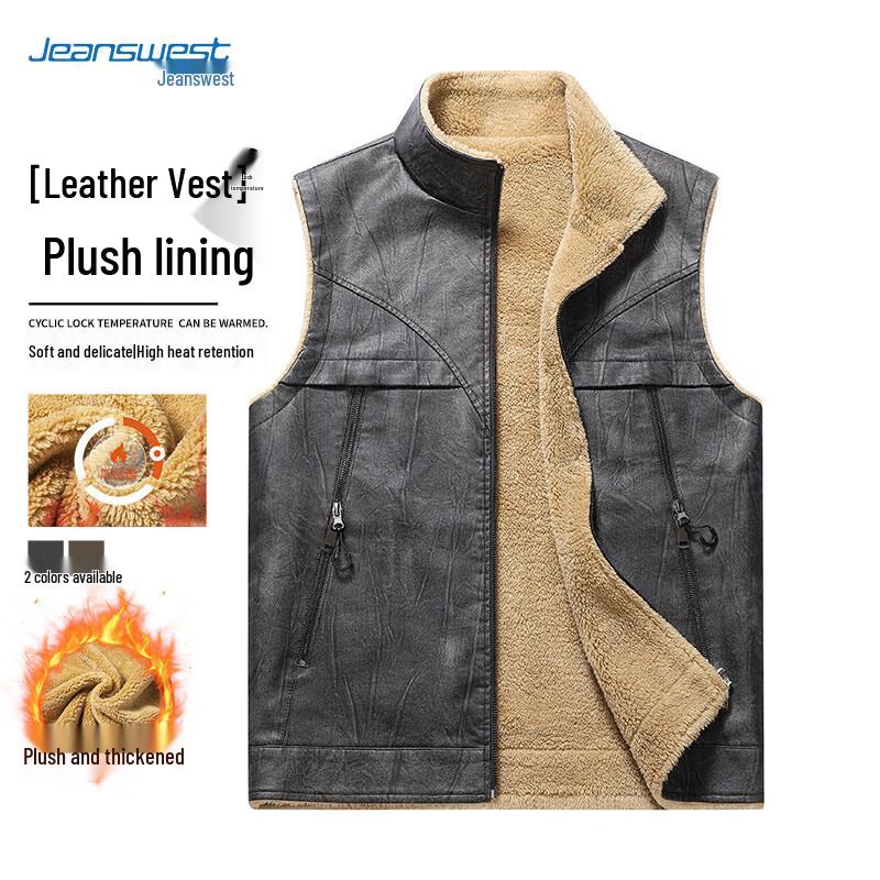 JEANSWEST Herr Vinterväst med Fuskpäls och Lammullsfoder