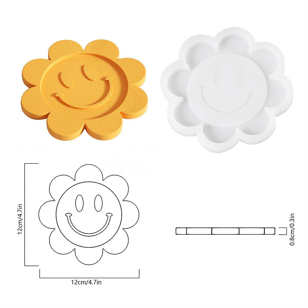 Taper Candle Holder Concrete Silicone Mold Flower Shaped Candlestick Holder and Coaster Jesmonite Mould Home Decor