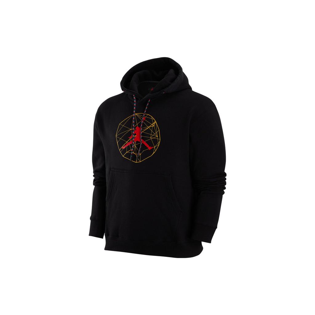 Jordan Essentials Logo Print Hoodie With Drawstring And Long Sleeves Men Hoodie Black DX6595-010
